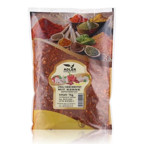 Gewürz Chilli geschrotet mit Kerne, 1KG-Packung