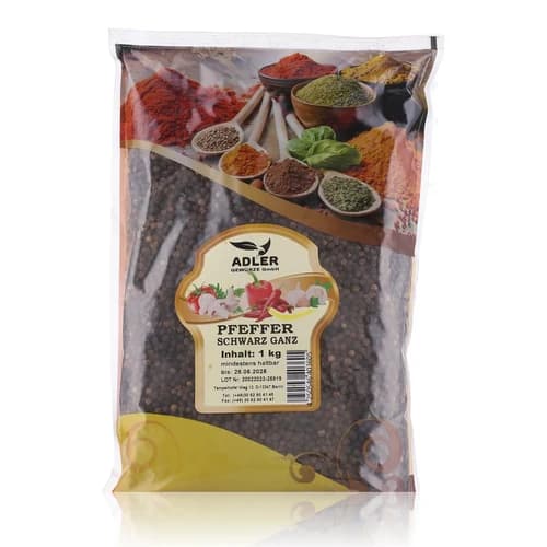Gewürz Pfeffer schwarz gemahlen 1KG-Packung